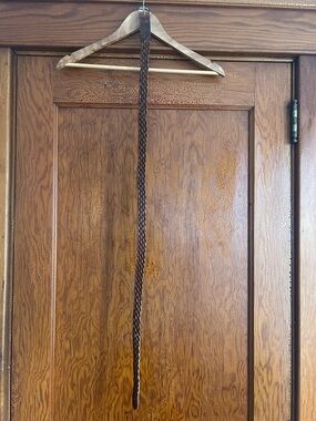 Braided Leather Belt - Dark Brown